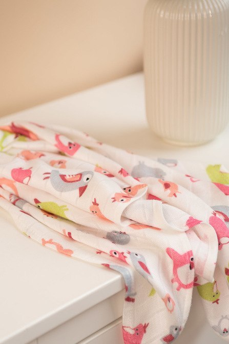 PIELUCHA BAMBUS PTAKI RÓŻOWE 75x75 PIELUCHA BAMBUS PTAKI RÓŻOWE 75x75