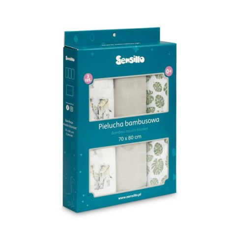 PIELUCHA BAMBUSOWA 3-pak SŁONIK GREY 70X80 PIELUCHA BAMBUSOWA 3-pak SŁONIK GREY 70X80