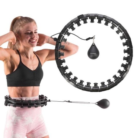 HHW12 PLUS SIZE HULA HOP BLACK Z WYPUSTKAMI I OBCIĄŻNIKIEM HMS HHW12 PLUS SIZE HULA HOP BLACK Z WYPUSTKAMI I OBCIĄŻNIKIEM HMS