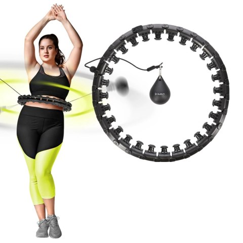 HHW12 PLUS SIZE HULA HOP BLACK Z WYPUSTKAMI I OBCIĄŻNIKIEM HMS HHW12 PLUS SIZE HULA HOP BLACK Z WYPUSTKAMI I OBCIĄŻNIKIEM HMS