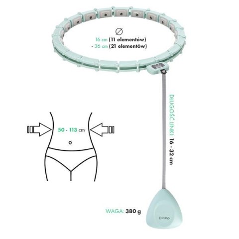 HHM14 HULA HOP GREEN Z MAGNESAMI I OBCIĄŻNIKIEM + LICZNIK HMS HHM14 HULA HOP GREEN Z MAGNESAMI I OBCIĄŻNIKIEM + LICZNIK HMS