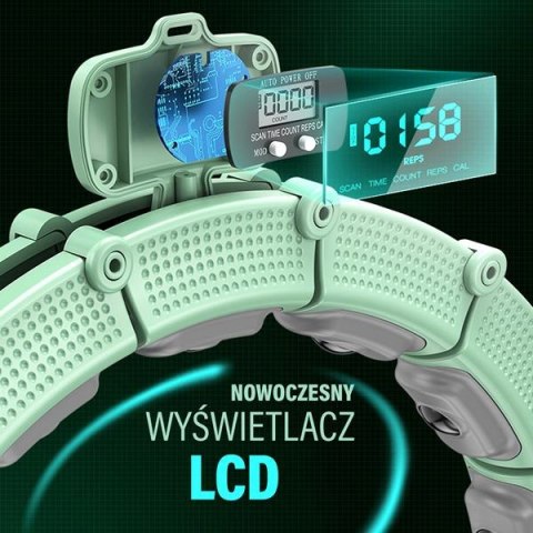 HHM14 HULA HOP GREEN Z MAGNESAMI I OBCIĄŻNIKIEM + LICZNIK HMS HHM14 HULA HOP GREEN Z MAGNESAMI I OBCIĄŻNIKIEM + LICZNIK HMS