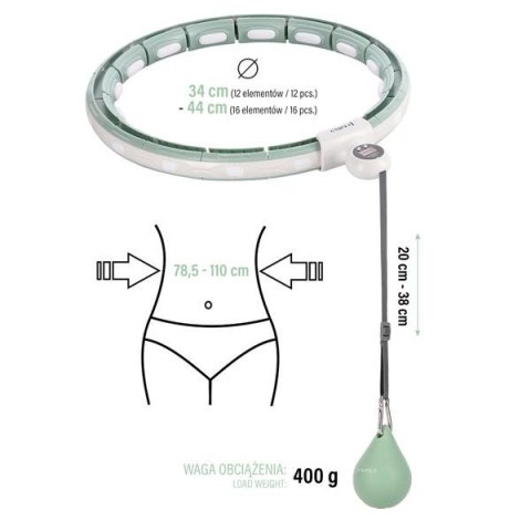 HHM15 HULA HOP GREEN Z MAGNESEM I OBCIĄŻNIKIEM + LICZNIK HMS HHM15 HULA HOP GREEN Z MAGNESEM I OBCIĄŻNIKIEM + LICZNIK HMS