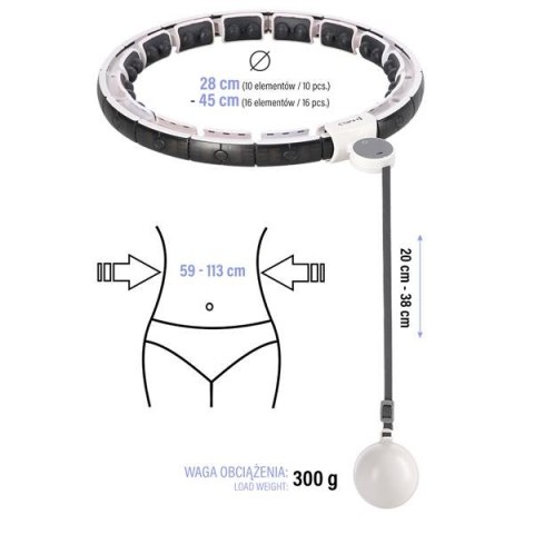 HHM16 HULA HOP WHITE Z MAGNESAMI I OBCIĄŻNIKIEM + LICZNIK HMS HHM16 HULA HOP WHITE Z MAGNESAMI I OBCIĄŻNIKIEM + LICZNIK HMS