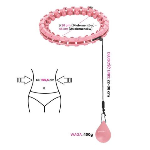 HHW01 HULA HOP PINK Z WYPUSTKAMI I OBCIĄŻNIKIEM HMS HHW01 HULA HOP PINK Z WYPUSTKAMI I OBCIĄŻNIKIEM HMS