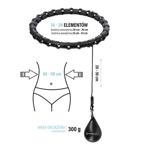 HHW02 HULA HOP BLACK Z WYPUSTKAMI I OBCIĄŻNIKIEM HMS HHW02 HULA HOP BLACK Z WYPUSTKAMI I OBCIĄŻNIKIEM HMS