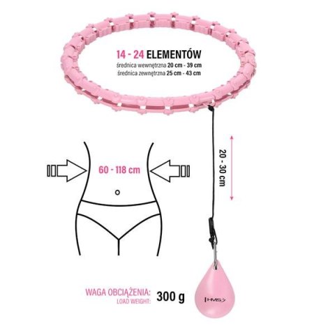 HHW02 HULA HOP LIGHT PINK Z WYPUSTKAMI I OBCIĄŻNIKIEM HMS HHW02 HULA HOP LIGHT PINK Z WYPUSTKAMI I OBCIĄŻNIKIEM HMS