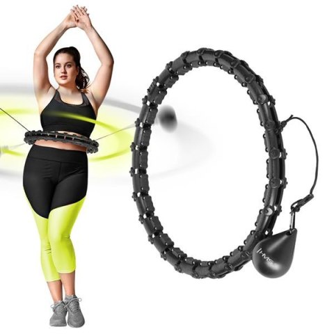 HHW11 PLUS SIZE HULA HOP BLACK Z WYPUSTKAMI I OBCIĄŻNIKIEM HMS HHW11 PLUS SIZE HULA HOP BLACK Z WYPUSTKAMI I OBCIĄŻNIKIEM HMS