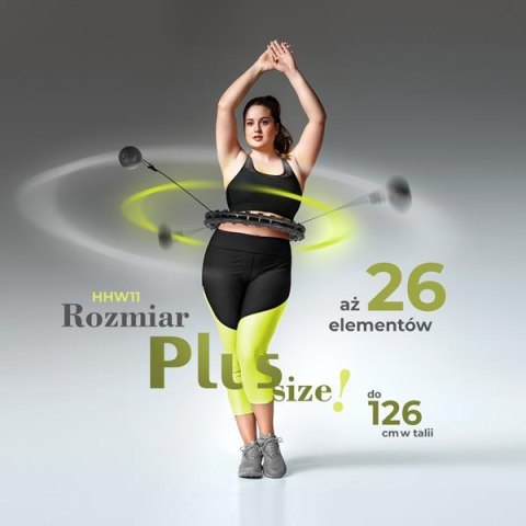 HHW11 PLUS SIZE HULA HOP BLACK Z WYPUSTKAMI I OBCIĄŻNIKIEM HMS HHW11 PLUS SIZE HULA HOP BLACK Z WYPUSTKAMI I OBCIĄŻNIKIEM HMS