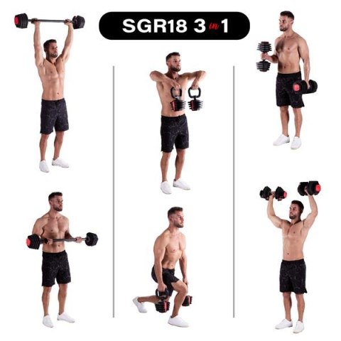 SGR18 PRO SET 3W1 ZESTAW REGULOWANYCH SZTANGIELEK 41 KG HMS SGR18 PRO SET 3W1 ZESTAW REGULOWANYCH SZTANGIELEK 41 KG HMS