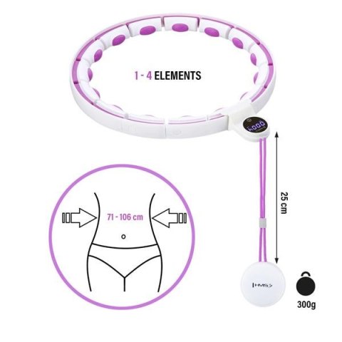HHM17 HULA HOP WHITE/VIOLET Z MAGNESAMI I OBCIĄŻNIKIEM + LICZNIK HMS HHM17 HULA HOP WHITE/VIOLET Z MAGNESAMI I OBCIĄŻNIKIEM + LICZNIK HMS
