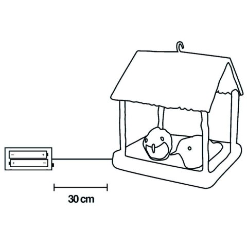 DOMEK DLA PTAKÓW DEKORACJA LED 185X165X230MM BRĄZOWY DASZEK DOMEK DLA PTAKÓW DEKORACJA LED 185X165X230MM BRĄZOWY DASZEK
