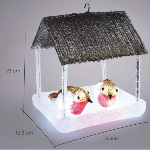 DOMEK DLA PTAKÓW DEKORACJA LED 185X165X230MM SZARY DASZEK DOMEK DLA PTAKÓW DEKORACJA LED 185X165X230MM SZARY DASZEK