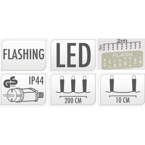LAMPKI CHOINKOWE KURTYNA ŚWIETLNA 200x70CM ZEW LED CIEPŁY BIAŁY FLASH LAMPKI CHOINKOWE KURTYNA ŚWIETLNA 200x70CM ZEW LED CIEPŁY BIAŁY FLASH