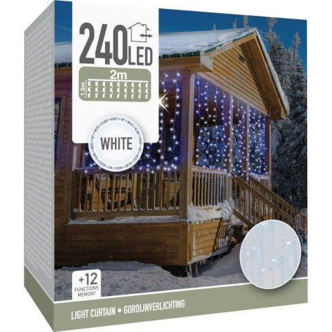 LAMPKI CHOINKOWE KURTYNA ŚWIETLNA WATERFALL ZEW 240 LED ZIMNY BIAŁY 12 FUNKCJI LAMPKI CHOINKOWE KURTYNA ŚWIETLNA WATERFALL ZEW 240 LED ZIMNY BIAŁY 12 FUNKCJI