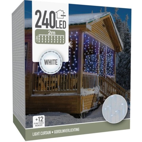 LAMPKI CHOINKOWE KURTYNA ŚWIETLNA WATERFALL ZEW 240 LED ZIMNY BIAŁY 12 FUNKCJI LAMPKI CHOINKOWE KURTYNA ŚWIETLNA WATERFALL ZEW 240 LED ZIMNY BIAŁY 12 FUNKCJI