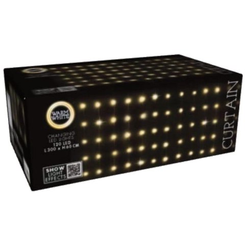 LAMPKI CHOINKOWE KURTYNA ŚWIETLNA ZEW/WEW 120 LED 300X60CM Z PILOTEM CIEPŁY BIAŁY LAMPKI CHOINKOWE KURTYNA ŚWIETLNA ZEW/WEW 120 LED 300X60CM Z PILOTEM CIEPŁY BIAŁY