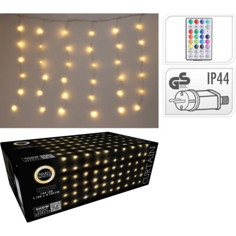 LAMPKI CHOINKOWE KURTYNA ŚWIETLNA ZEW/WEW 144 LED 120X120CM Z PILOTEM CIEPŁY BIAŁY LAMPKI CHOINKOWE KURTYNA ŚWIETLNA ZEW/WEW 144 LED 120X120CM Z PILOTEM CIEPŁY BIAŁY