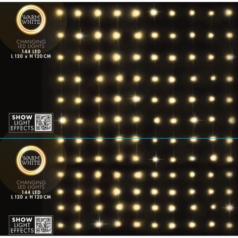 LAMPKI CHOINKOWE KURTYNA ŚWIETLNA ZEW/WEW 144 LED 120X120CM Z PILOTEM CIEPŁY BIAŁY LAMPKI CHOINKOWE KURTYNA ŚWIETLNA ZEW/WEW 144 LED 120X120CM Z PILOTEM CIEPŁY BIAŁY