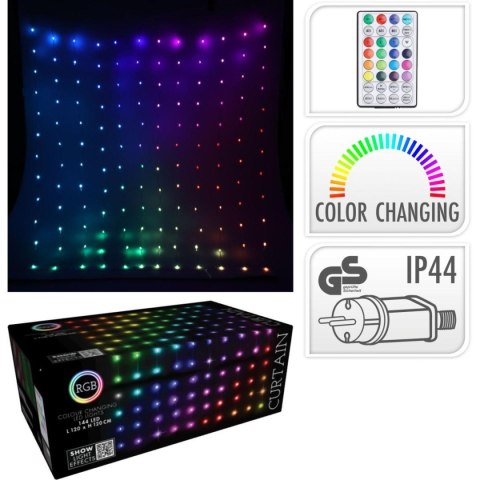 LAMPKI CHOINKOWE KURTYNA ŚWIETLNA ZEW/WEW 144 LED RGB 120X120CM Z PILOTEM MULTIKOLOR LAMPKI CHOINKOWE KURTYNA ŚWIETLNA ZEW/WEW 144 LED RGB 120X120CM Z PILOTEM MULTIKOLOR