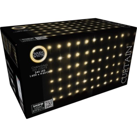 LAMPKI CHOINKOWE KURTYNA ŚWIETLNA ZEW/WEW 240 LED 600X60CM Z PILOTEM CIEPŁY BIAŁY LAMPKI CHOINKOWE KURTYNA ŚWIETLNA ZEW/WEW 240 LED 600X60CM Z PILOTEM CIEPŁY BIAŁY