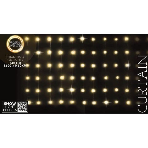 LAMPKI CHOINKOWE KURTYNA ŚWIETLNA ZEW/WEW 240 LED 600X60CM Z PILOTEM CIEPŁY BIAŁY LAMPKI CHOINKOWE KURTYNA ŚWIETLNA ZEW/WEW 240 LED 600X60CM Z PILOTEM CIEPŁY BIAŁY
