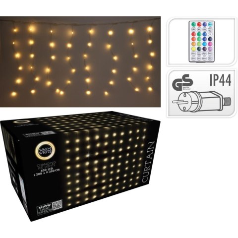 LAMPKI CHOINKOWE KURTYNA ŚWIETLNA ZEW/WEW 400 LED WW 200X200CM Z PILOTEM CIEPŁY BIAŁY LAMPKI CHOINKOWE KURTYNA ŚWIETLNA ZEW/WEW 400 LED WW 200X200CM Z PILOTEM CIEPŁY BIAŁY