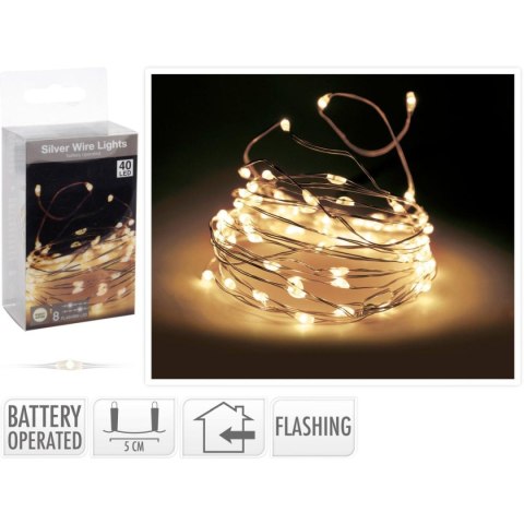 LAMPKI DRUCIKI NA BATERIE GIRLANDA 40 LED CIEPŁY BIAŁY FLASH LAMPKI DRUCIKI NA BATERIE GIRLANDA 40 LED CIEPŁY BIAŁY FLASH