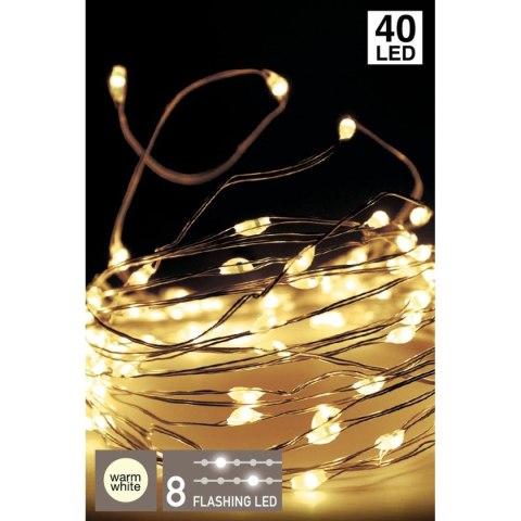 LAMPKI DRUCIKI NA BATERIE GIRLANDA 40 LED CIEPŁY BIAŁY FLASH LAMPKI DRUCIKI NA BATERIE GIRLANDA 40 LED CIEPŁY BIAŁY FLASH