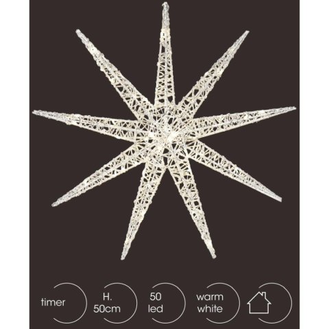 PŁATEK ŚNIEGU DEKORACYJNY WISZĄCY 50LED SREBRNY PŁATEK ŚNIEGU DEKORACYJNY WISZĄCY 50LED SREBRNY