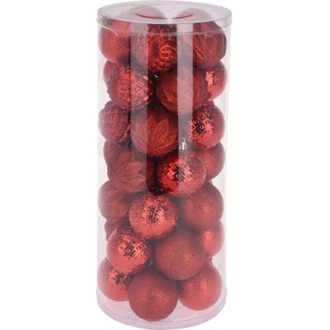 BOMBKA DEKORACYJNA PLASTIKOWA 6CM SET 35 SZT CZERWONA BOMBKA DEKORACYJNA PLASTIKOWA 6CM SET 35 SZT CZERWONA