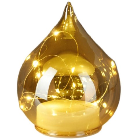 BOMBKA FORMÓWKA SZKLANA KROPLA LED 15CM GOLD BOMBKA FORMÓWKA SZKLANA KROPLA LED 15CM GOLD