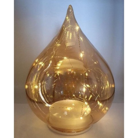 BOMBKA FORMÓWKA SZKLANA KROPLA LED 15CM GOLD BOMBKA FORMÓWKA SZKLANA KROPLA LED 15CM GOLD