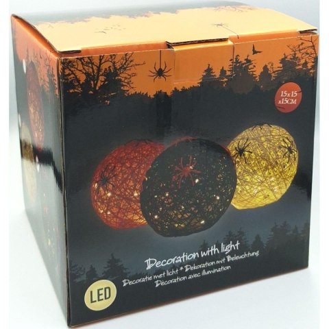 KULA DEKORACYJNA LAMPKA Z PAJĄKIEM LED 15CM HALLOWEEN BIAŁA KULA DEKORACYJNA LAMPKA Z PAJĄKIEM LED 15CM HALLOWEEN BIAŁA
