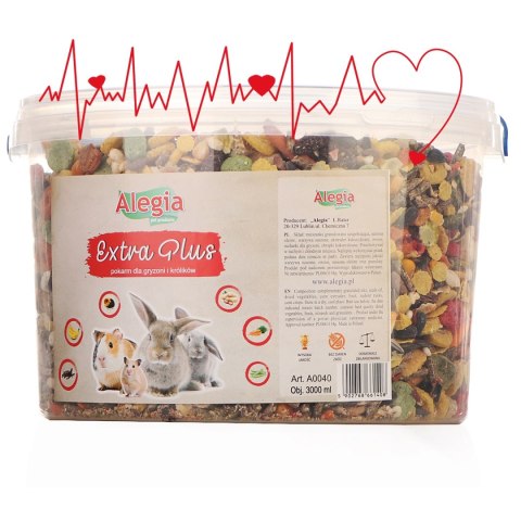 Alegia - extra plus pokarm dla gryzoni i królików 3000ml Alegia - extra plus pokarm dla gryzoni i królików 3000ml