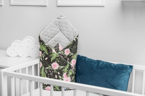 ROŻEK VELVET CZARNY KWIATY 75x75 ROŻEK VELVET CZARNY KWIATY 75x75