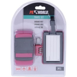 ZESTAW PODRÓŻNY 3 ELEMENTY PROWORLD RÓŻOWY