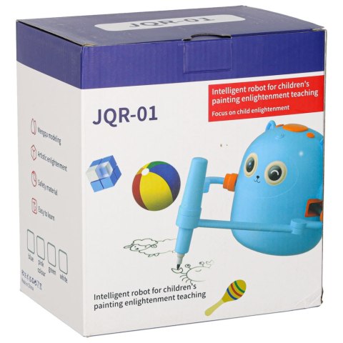 Robot edukacyjny interaktywny nauka rysowania pisania zestaw fiszki mazaki niebieski Robot edukacyjny interaktywny nauka rysowania pisania zestaw fiszki mazaki niebieski