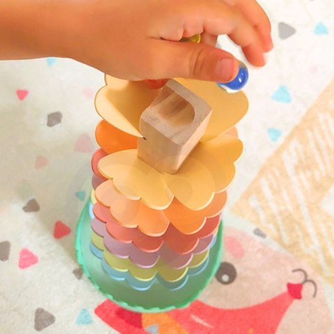 Tooky Toy Drewniana Kolorowa Wieża Wirująca dla Dzieci Tooky Toy Drewniana Kolorowa Wieża Wirująca dla Dzieci